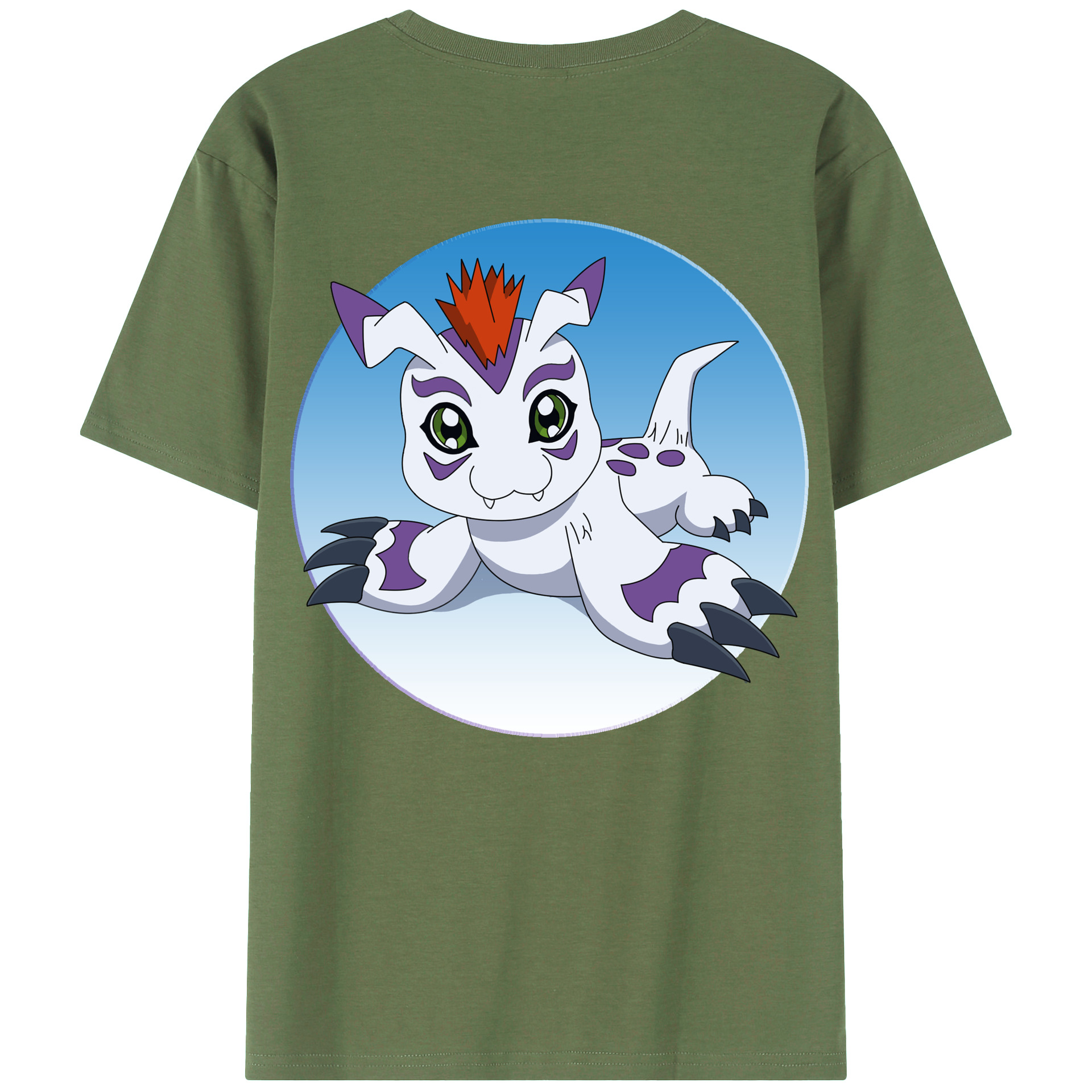 （画像用） Digimon デジタルモンスター/デジモン 綿100％ メンズ半袖Tシャツ（バックプリント） 通気性